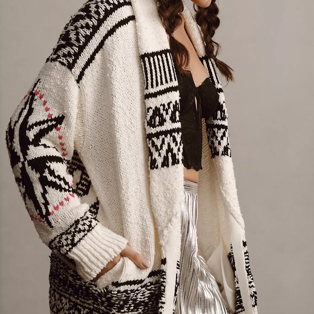 Nwt Easel Black And White Patterned Cardigan